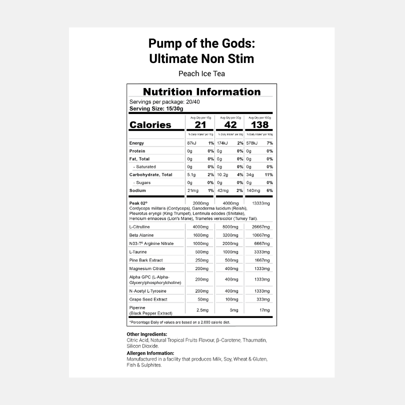 Pump of the Gods - Ultimate Non Stim Pre Workout Supplement