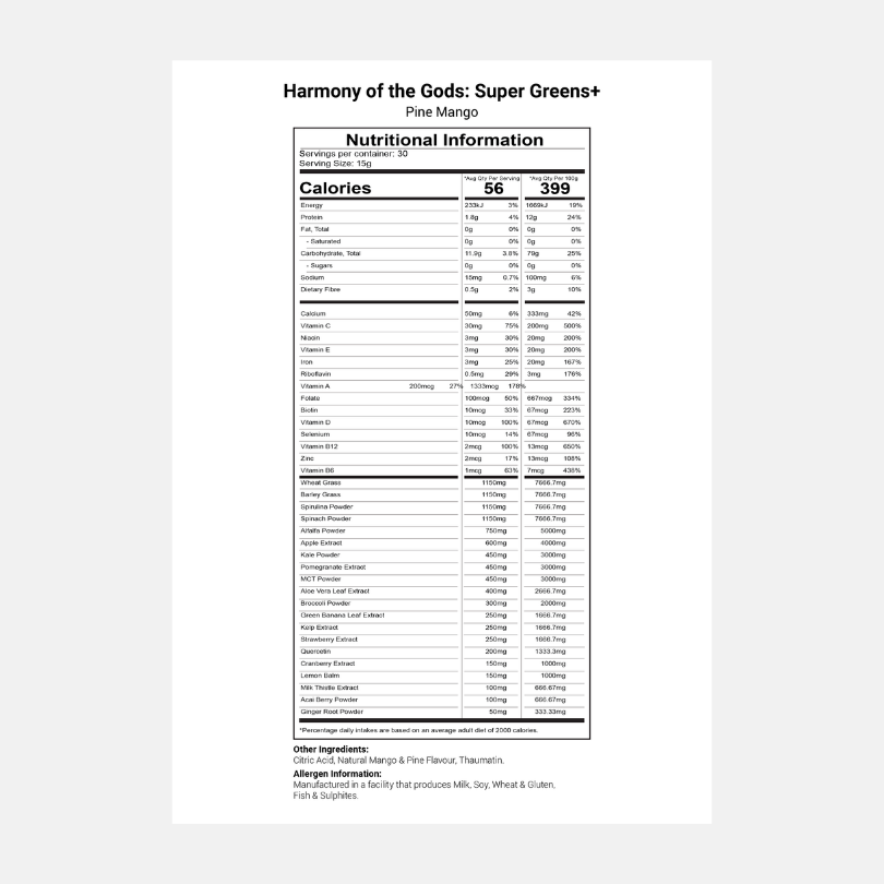 Harmony of the Gods - Super Greens+ Digestive Support Supplement