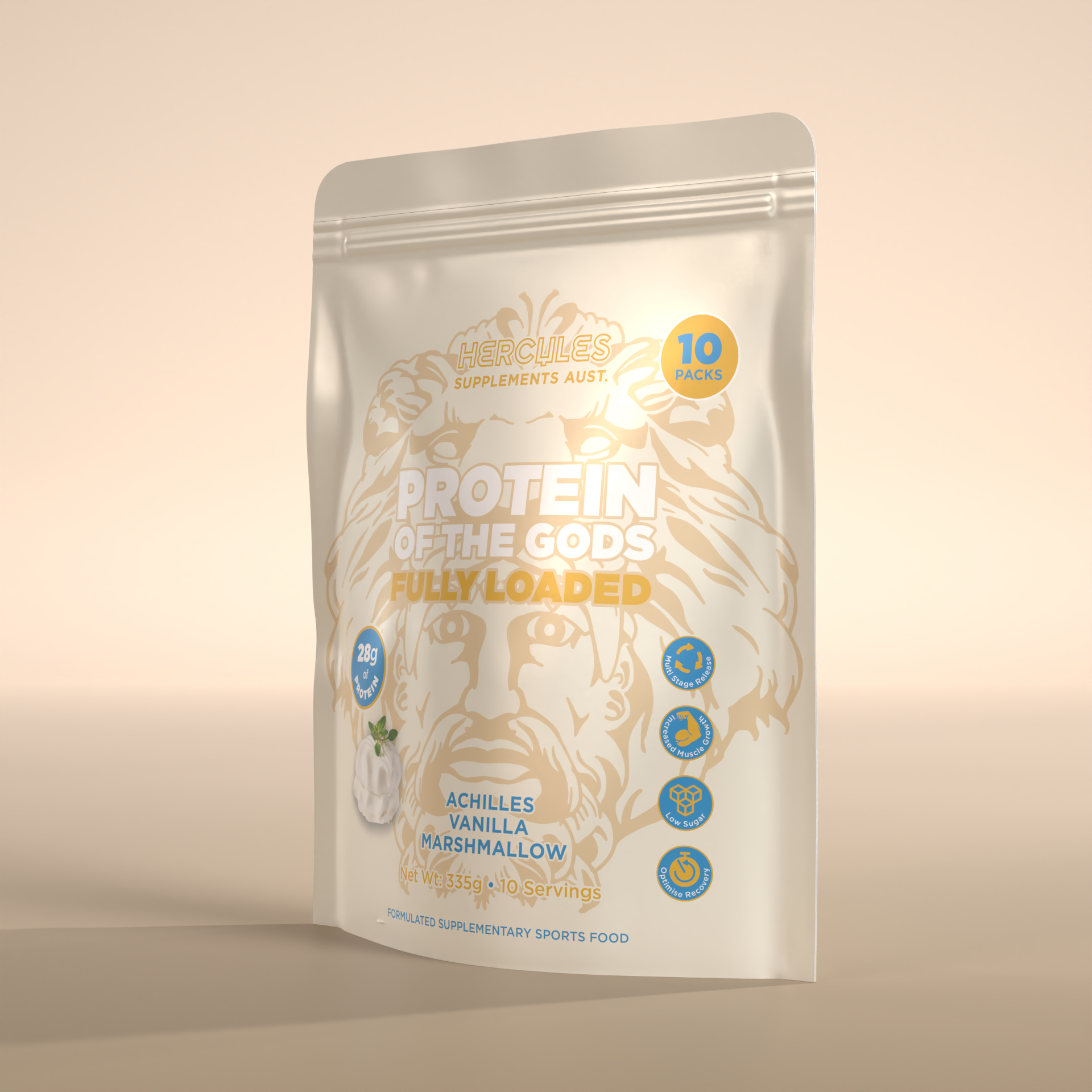 Protein of the Gods - Fully loaded Vanilla Marshmallow loaded protein -10 Pack