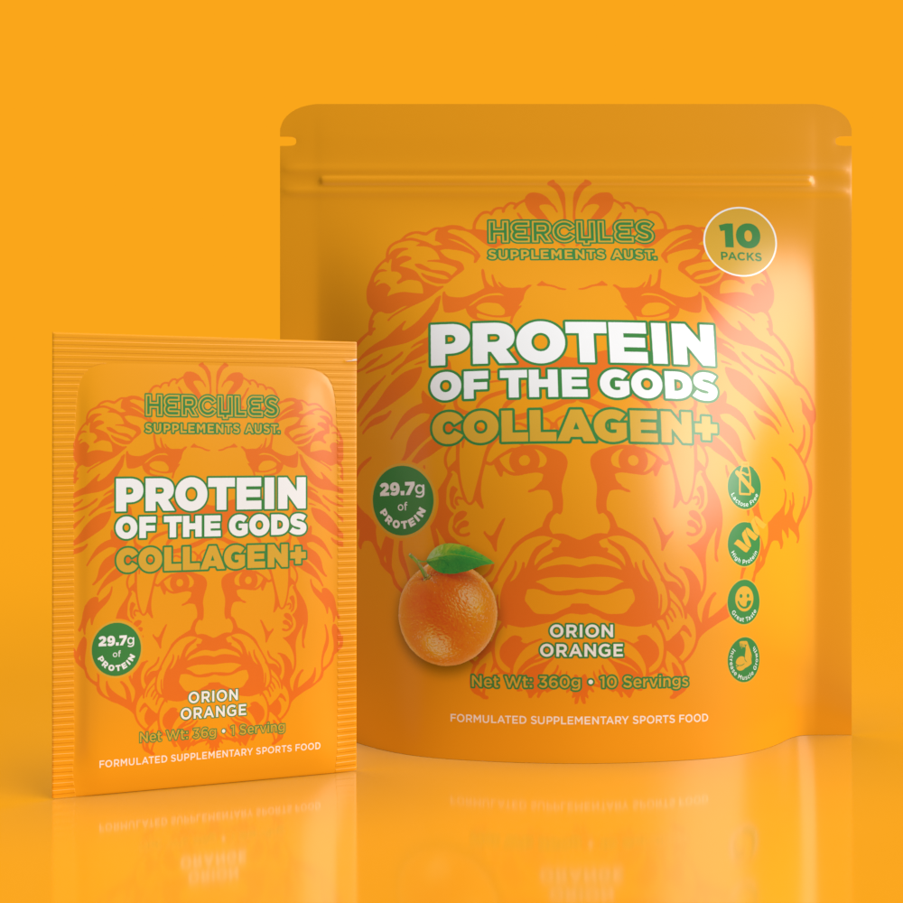Protein of the Gods Collagen Plus - Orion Orange - 10 pack