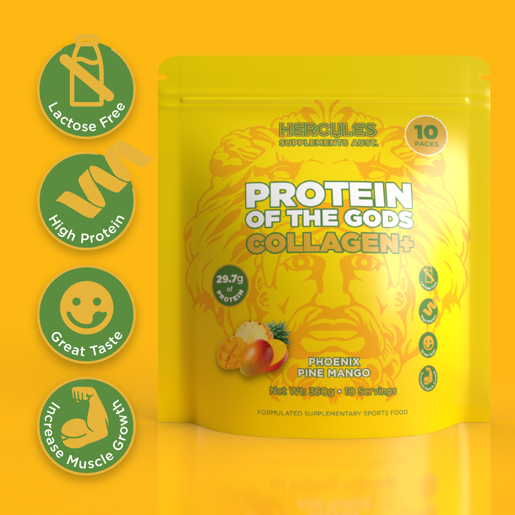 Protein of the Gods Collagen Plus - Phoenix Pine Mango - 10 pack